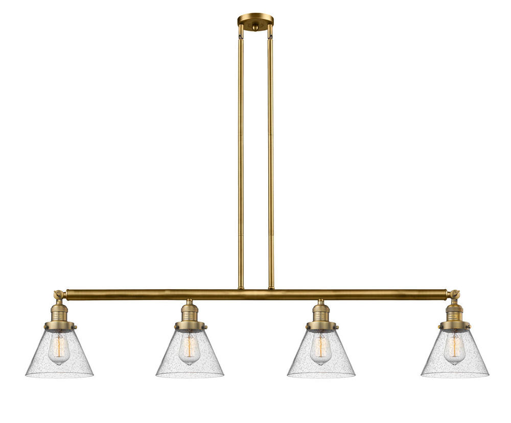 Cone - 4 Light - 52 inch - Brushed Brass - Stem Hung - Adjustable Island Light