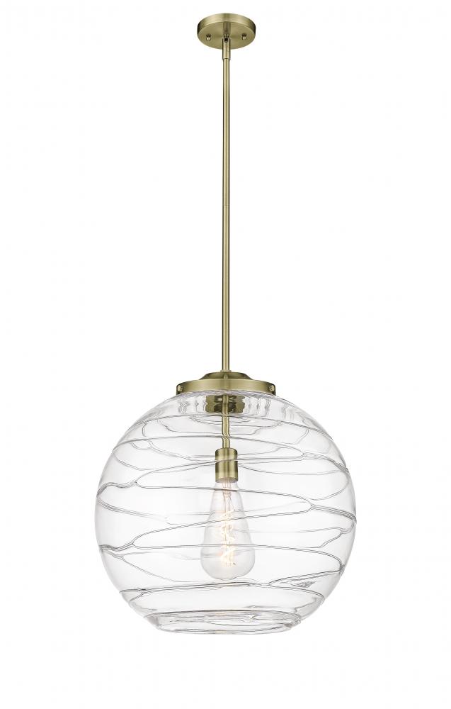 Athens Deco Swirl - 1 Light - 18 inch - Antique Brass - Cord hung - Pendant