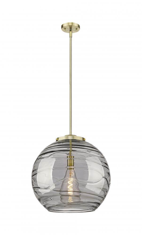 Athens Deco Swirl - 1 Light - 18 inch - Antique Brass - Stem Hung - Pendant