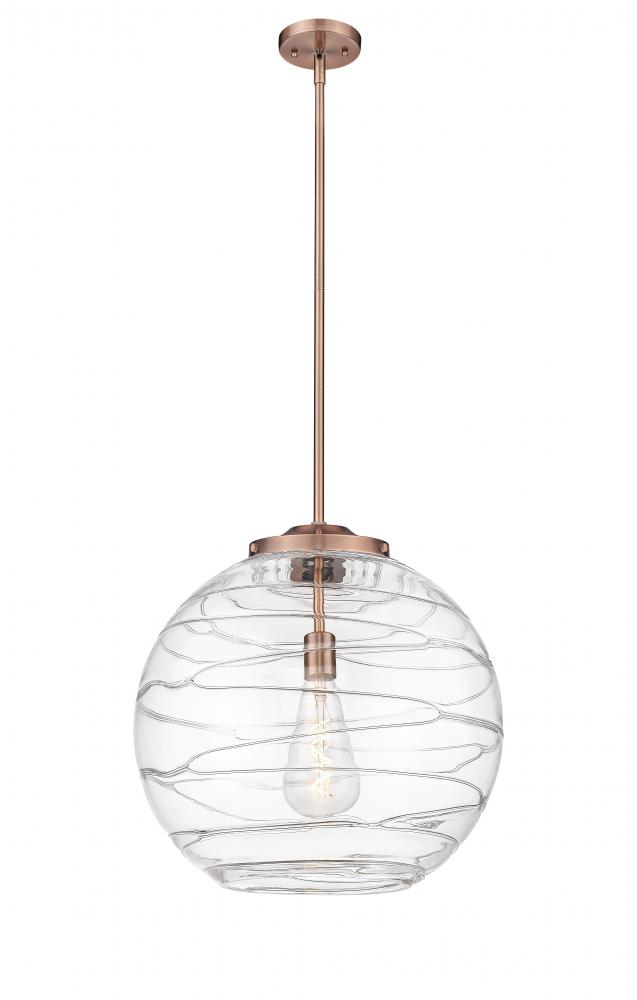 Athens Deco Swirl - 1 Light - 18 inch - Antique Copper - Cord hung - Pendant