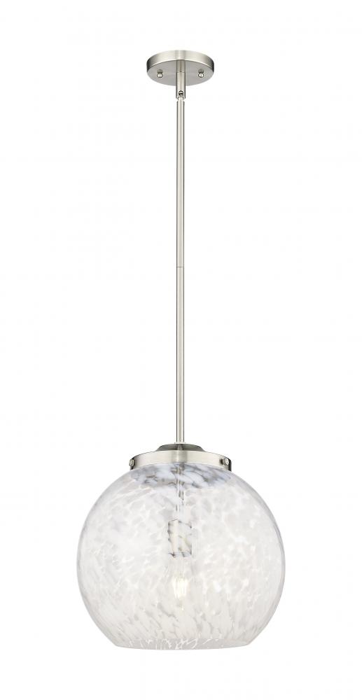 White Mouchette - 1 Light - 14 inch - Brushed Satin Nickel - Stem Hung - Pendant