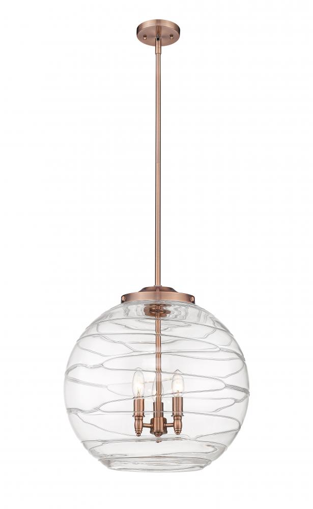 Athens Deco Swirl - 3 Light - 18 inch - Antique Copper - Cord hung - Pendant