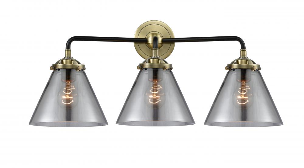 Cone - 3 Light - 26 inch - Black Antique Brass - Bath Vanity Light