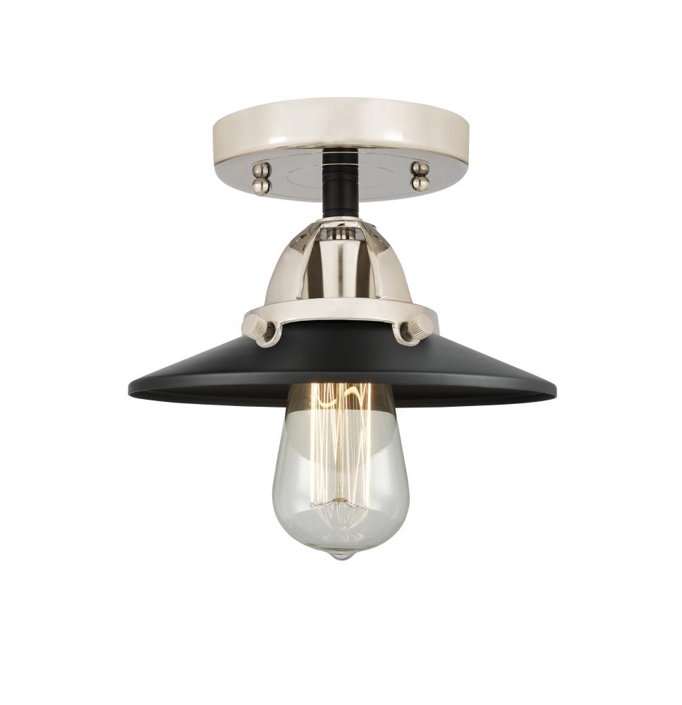 Railroad - 1 Light - 8 inch - Black Polished Nickel - Semi-Flush Mount