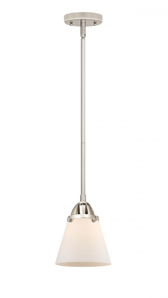 Cone - 1 Light - 6 inch - Polished Nickel - Cord hung - Mini Pendant