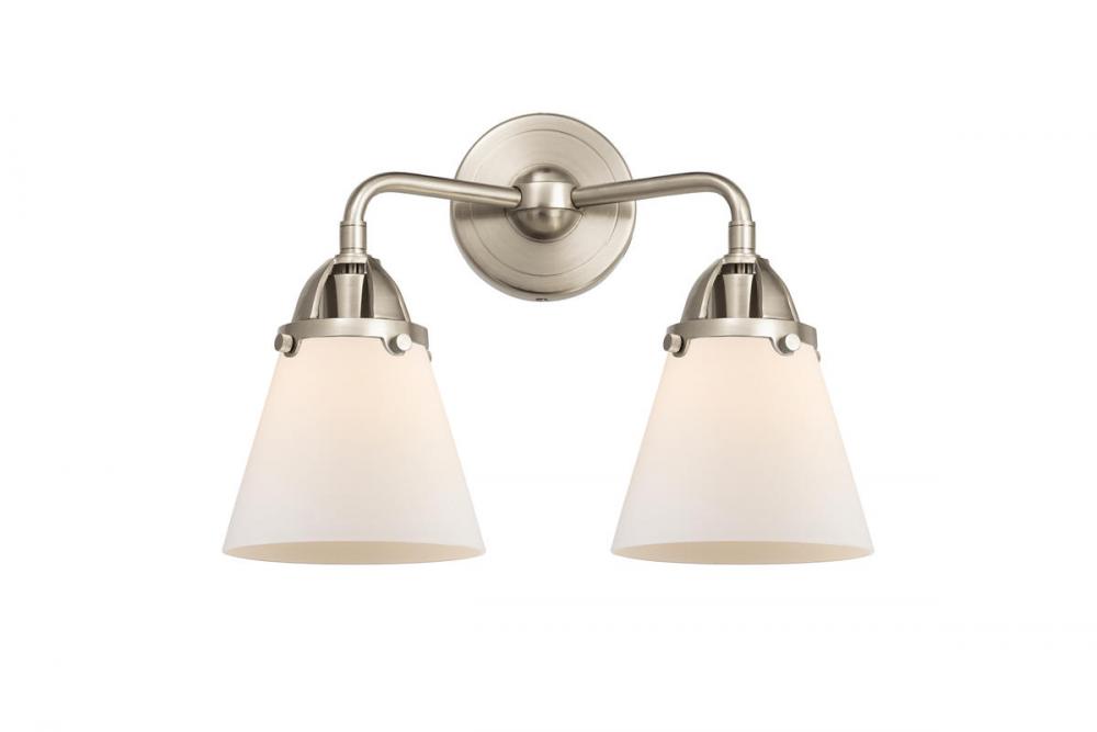 Cone - 2 Light - 14 inch - Brushed Satin Nickel - Bath Vanity Light