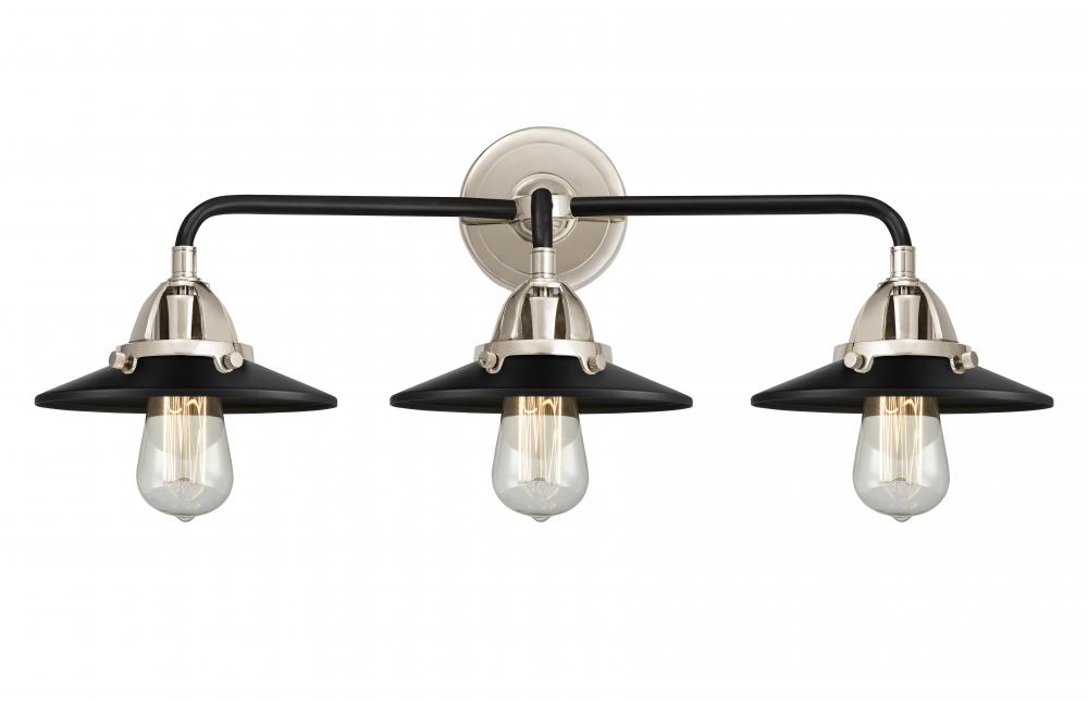 Railroad - 3 Light - 26 inch - Black Polished Nickel - Bath Vanity Light