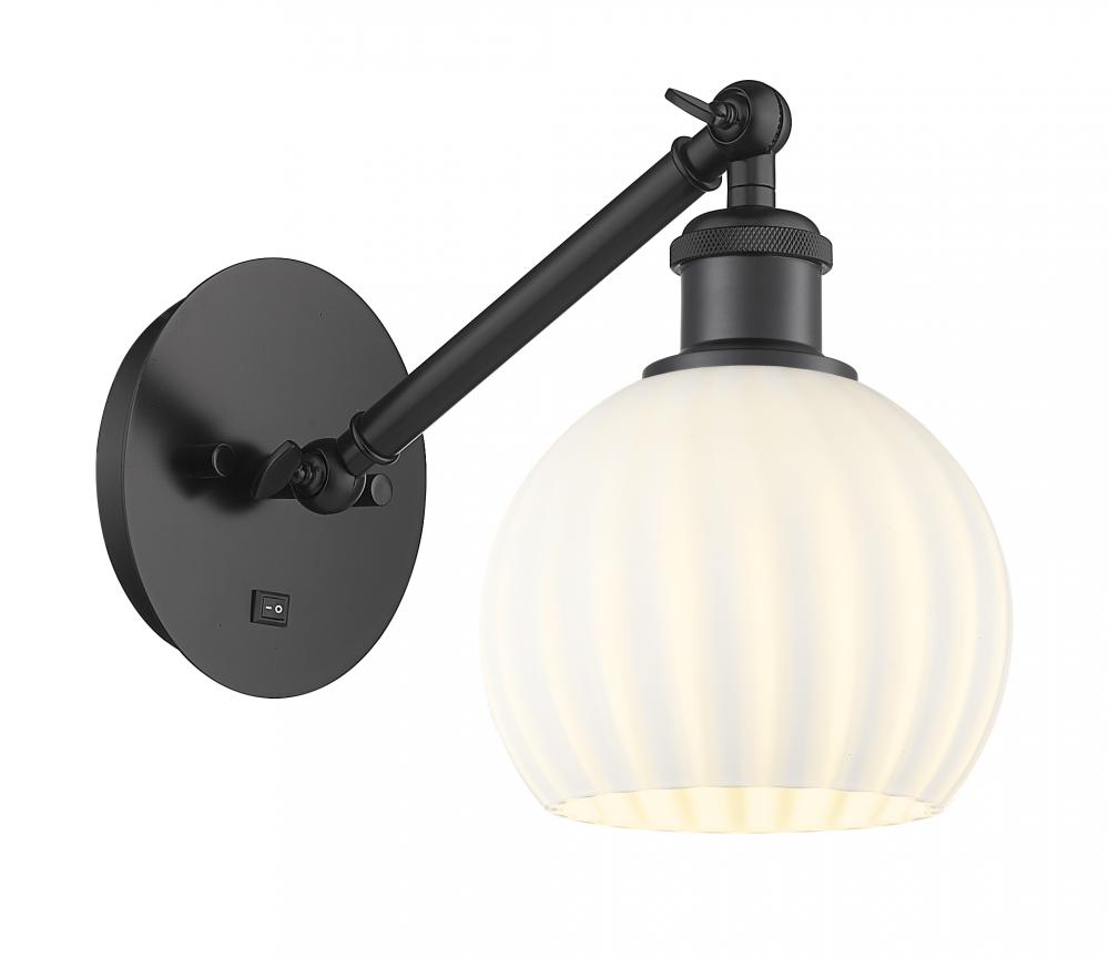 White Venetian - 1 Light - 6 inch - Matte Black - Sconce