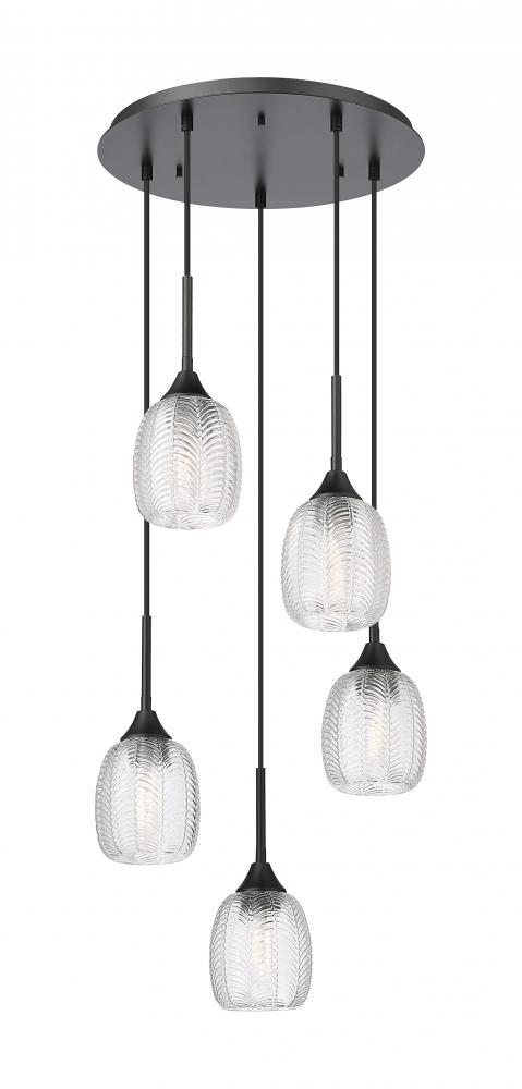 Berkshire - 5 Light - 18 inch - Matte Black - Cord Hung - Multi Pendant