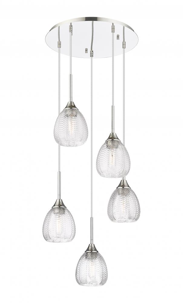 Berkshire - 5 Light - 19 inch - Polished Nickel - Cord Hung - Multi Pendant