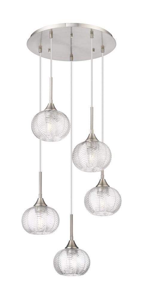 Berkshire - 5 Light - 20 inch - Brushed Satin Nickel - Cord Hung - Multi Pendant