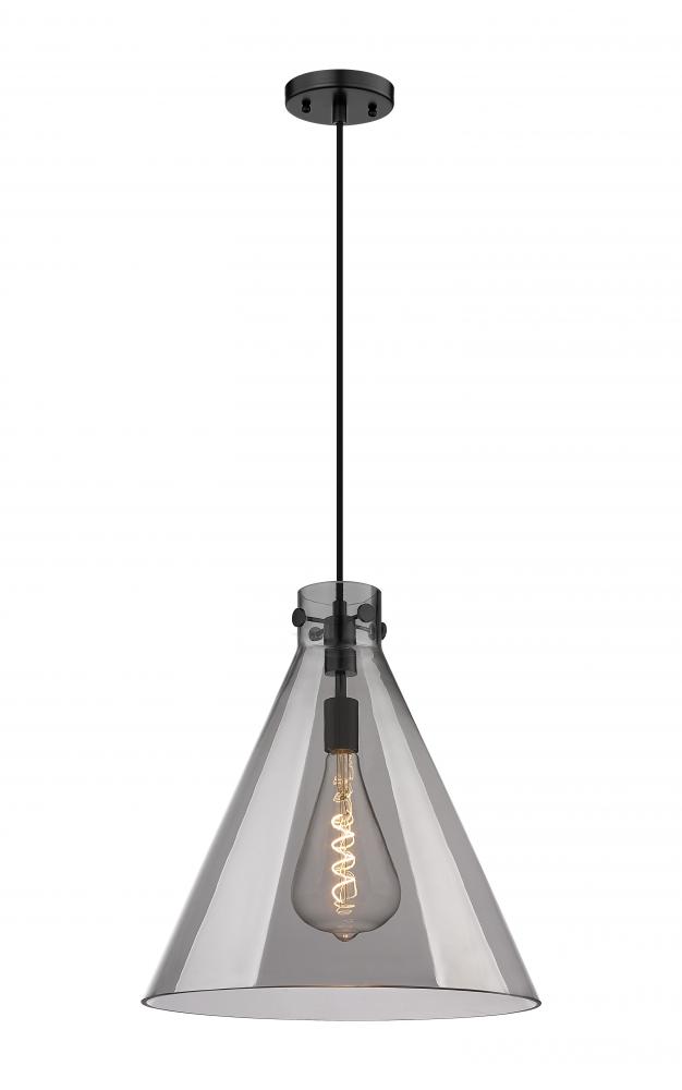 Newton Cone - 1 Light - 18 inch - Matte Black - Cord hung - Pendant