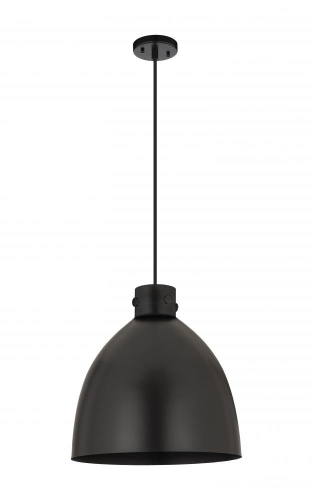 Newton Bell - 1 Light - 16 inch - Matte Black - Cord hung - Pendant