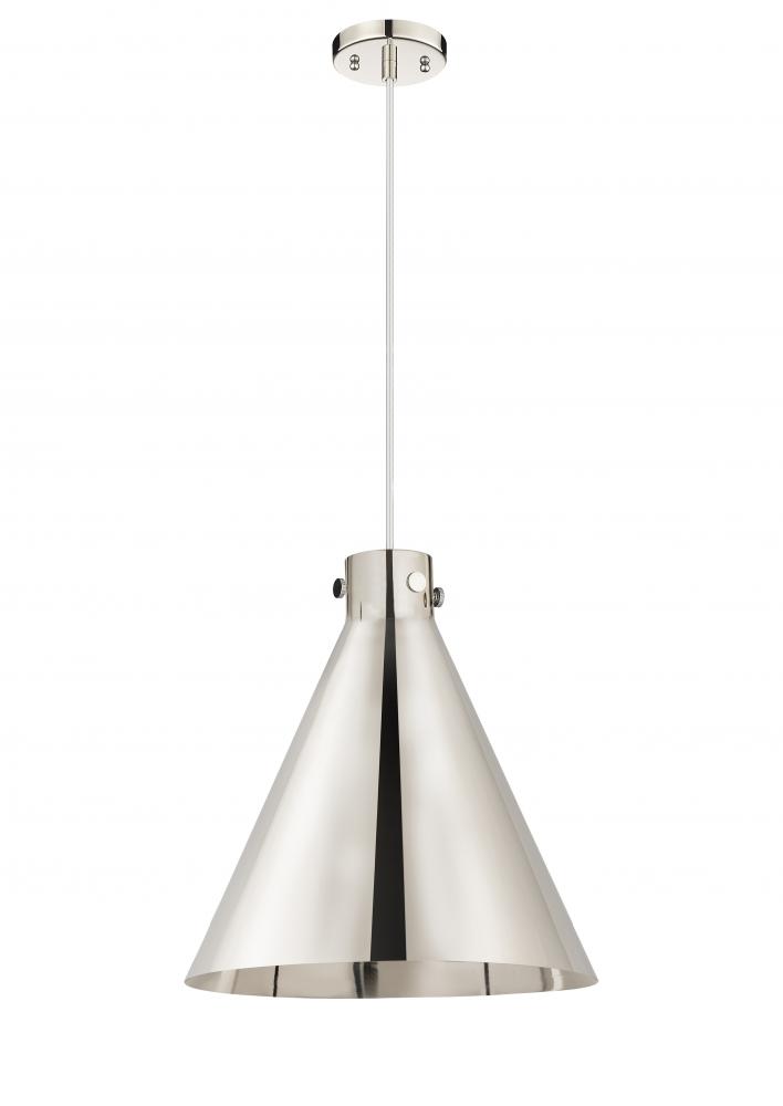 Newton Cone - 1 Light - 18 inch - Polished Nickel - Cord hung - Pendant