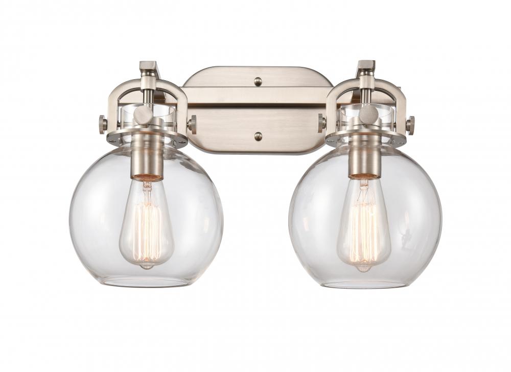 Newton Sphere - 2 Light - 17 inch - Satin Nickel - Bath Vanity Light