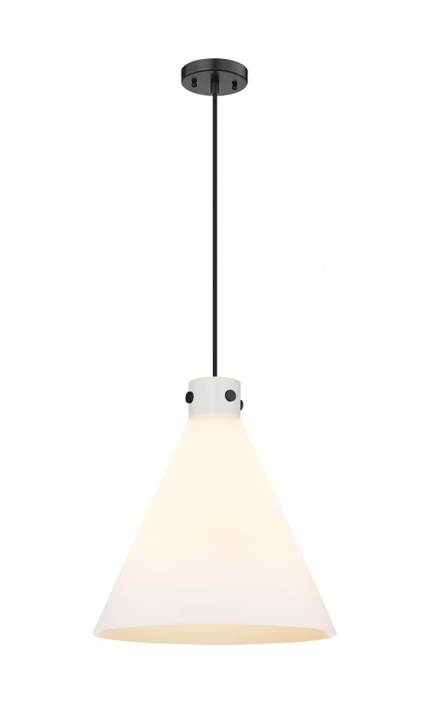 Newton Cone - 3 Light - 18 inch - Matte Black - Cord hung - Pendant