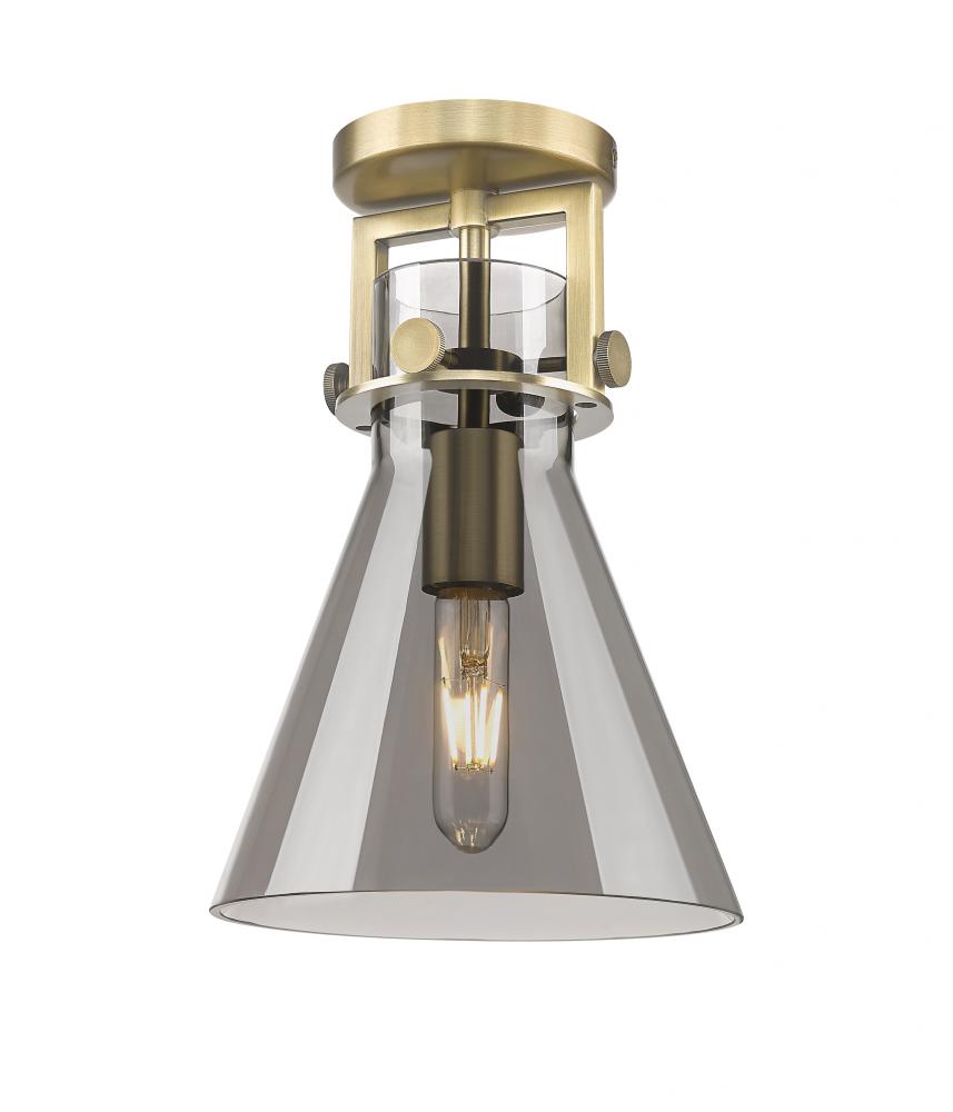 Newton Cone - 1 Light - 8 inch - Brushed Brass - Flush Mount