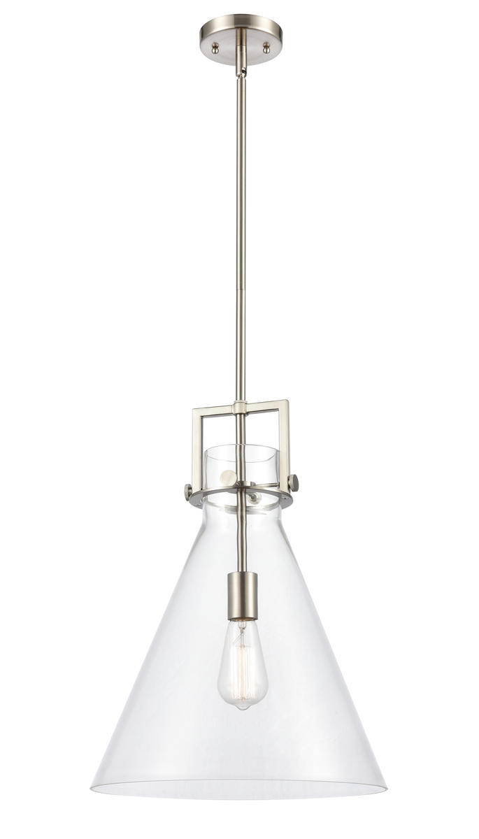 Newton Cone - 1 Light - 14 inch - Brushed Satin Nickel - Cord hung - Pendant