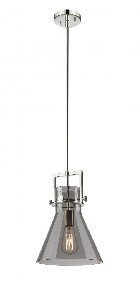 Newton Cone - 1 Light - 10 inch - Polished Nickel - Stem Hung - Mini Pendant