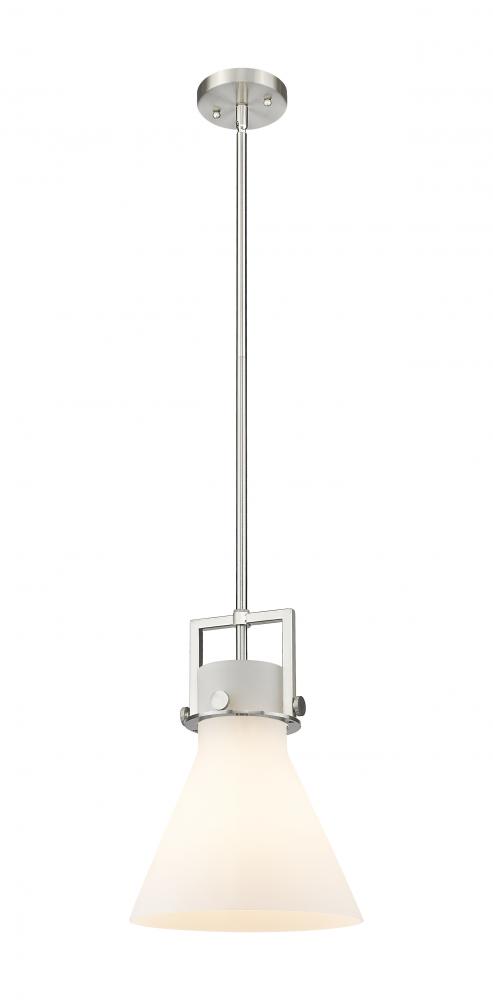 Newton Cone - 1 Light - 10 inch - Brushed Satin Nickel - Stem Hung - Mini Pendant