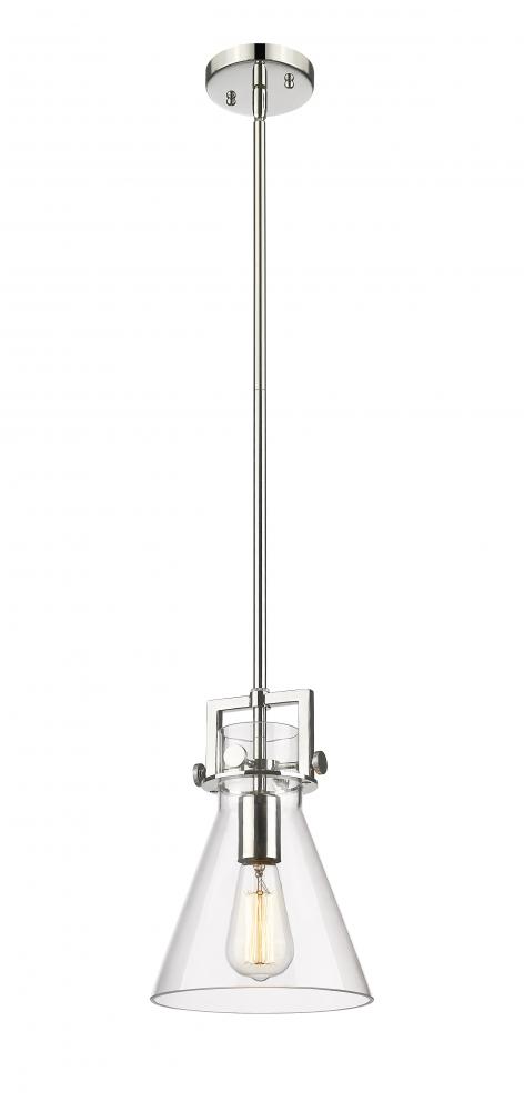 Newton Cone - 1 Light - 8 inch - Polished Nickel - Cord hung - Mini Pendant