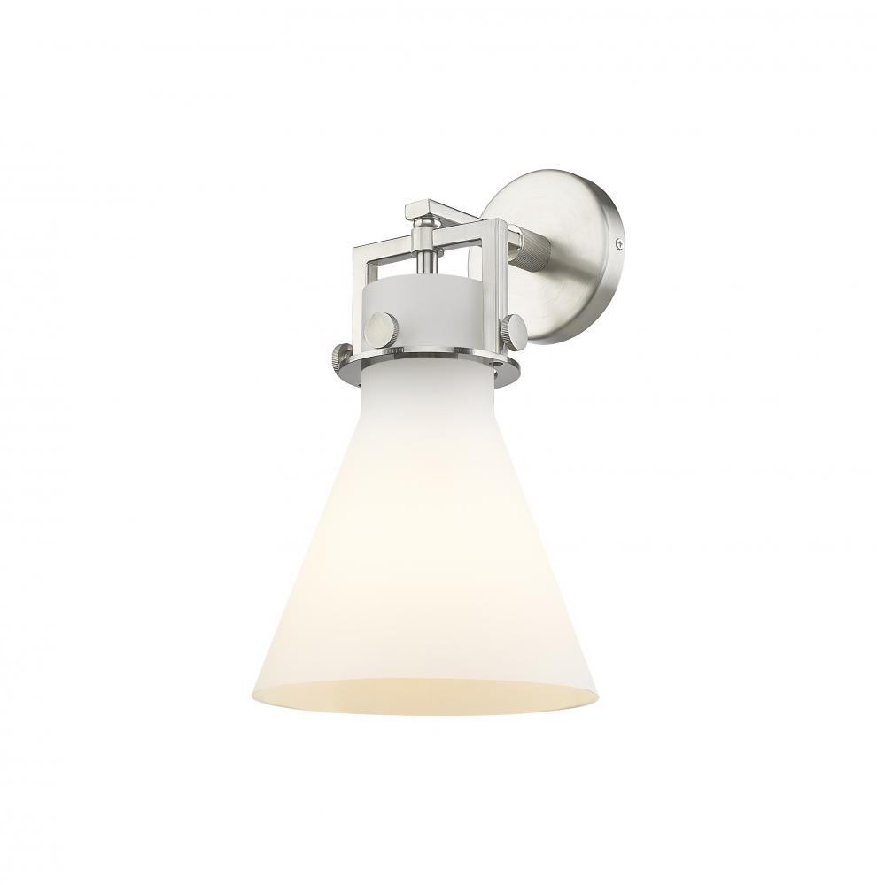 Newton Cone - 1 Light - 8 inch - Satin Nickel - Sconce