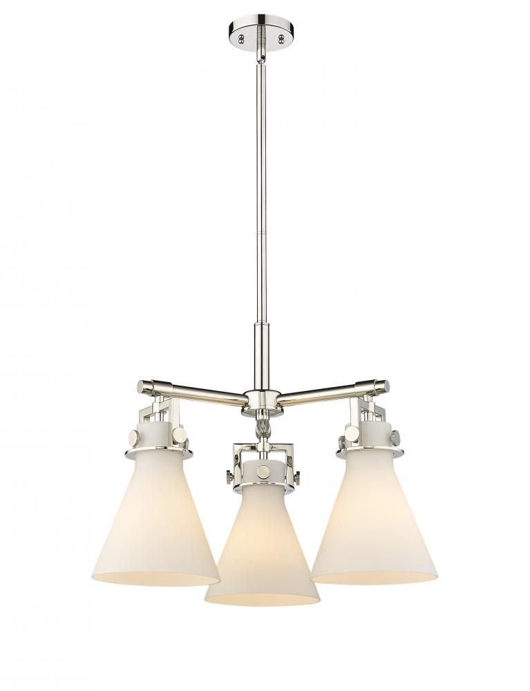 Newton Cone - 3 Light - 21 inch - Polished Nickel - Pendant