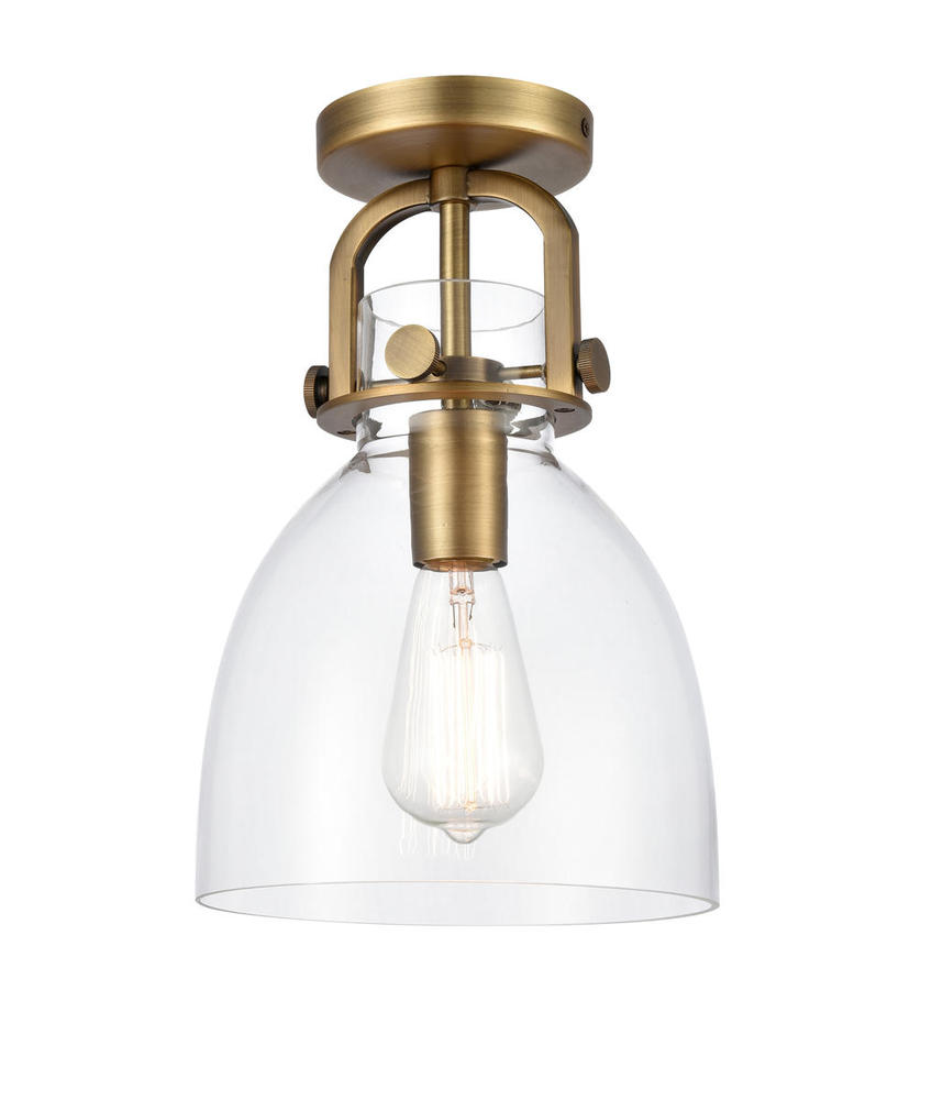 Newton Bell - 1 Light - 8 inch - Brushed Brass - Flush Mount