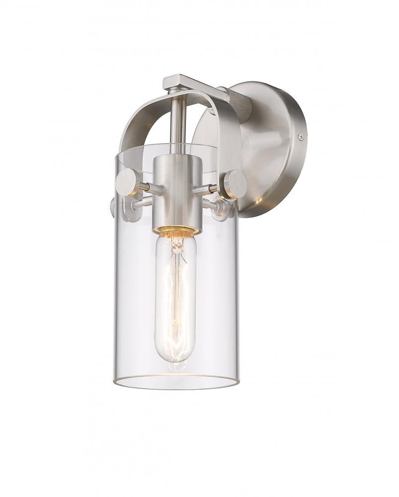 Pilaster II Cylinder - 1 Light - 7 inch Long Glass - Satin Nickel - Sconce