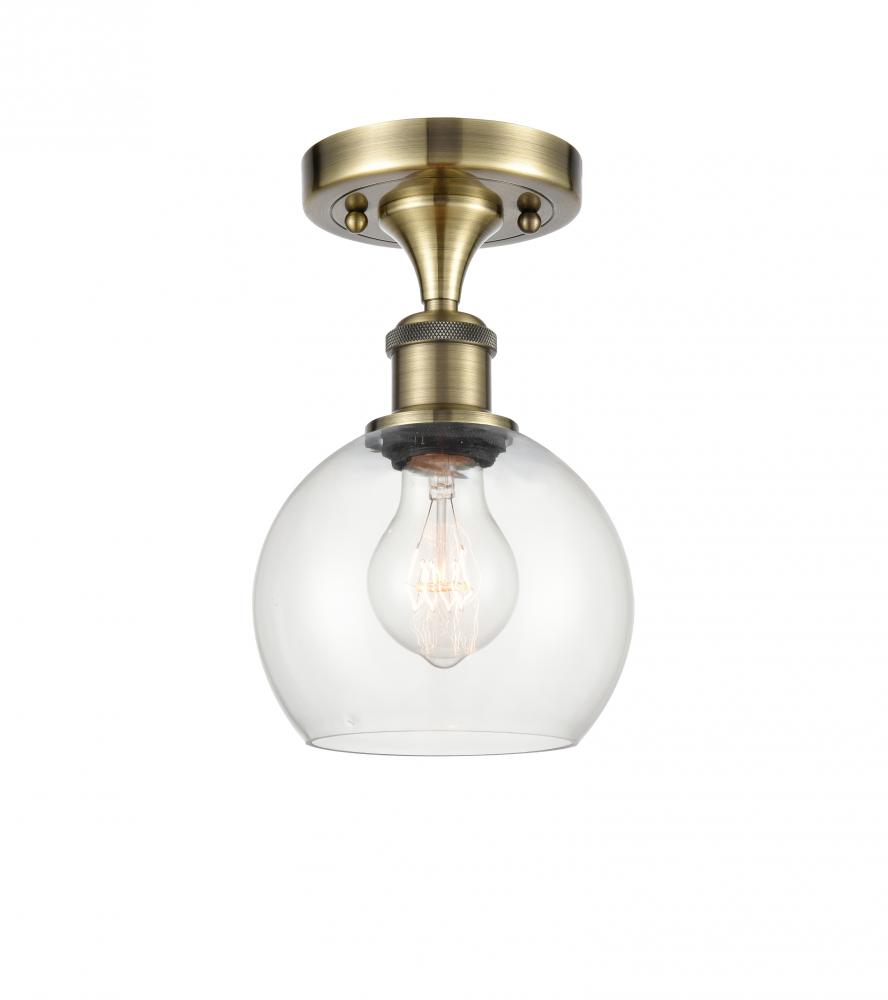 Athens - 1 Light - 6 inch - Antique Brass - Semi-Flush Mount