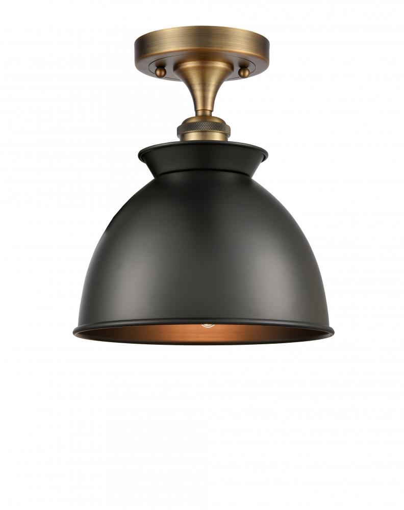 Adirondack - 1 Light - 8 inch - Brushed Brass - Semi-Flush Mount