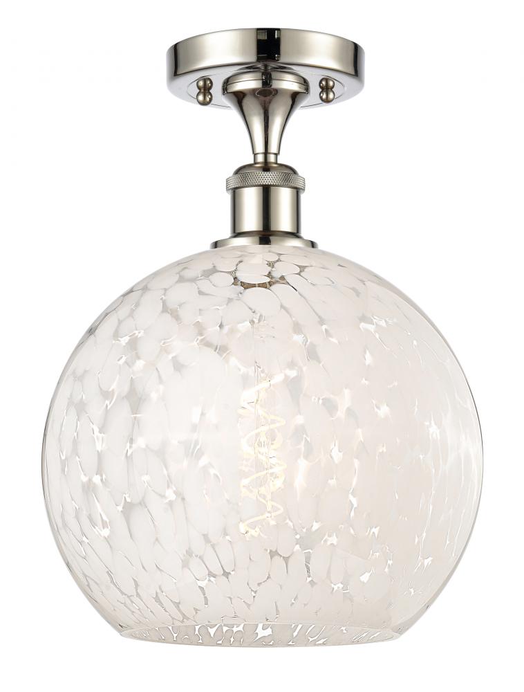 White Mouchette - 1 Light - 10 inch - Polished Nickel - Semi-Flush Mount