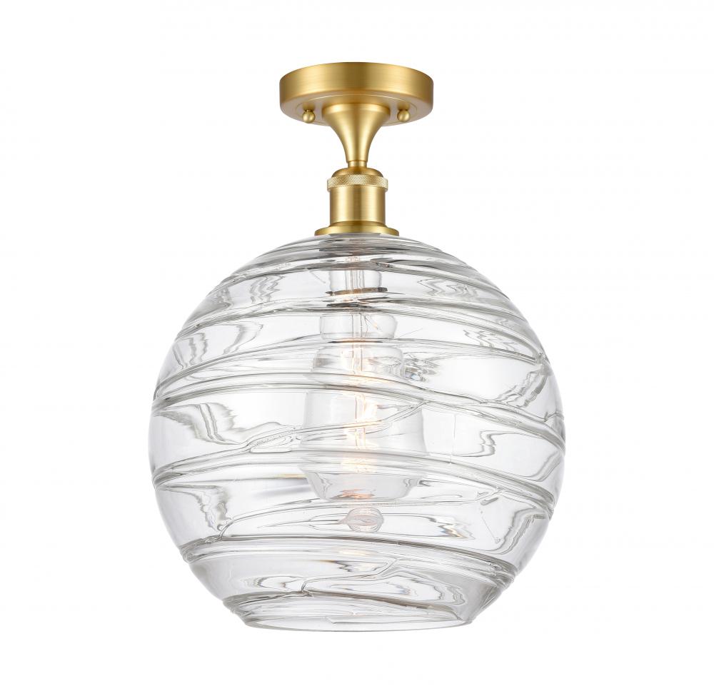 Athens Deco Swirl - 1 Light - 12 inch - Satin Gold - Semi-Flush Mount