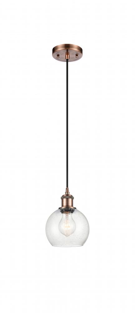 Athens - 1 Light - 6 inch - Antique Copper - Cord hung - Mini Pendant