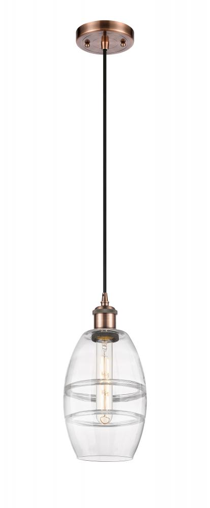 Vaz - 1 Light - 6 inch - Antique Copper - Cord hung - Mini Pendant