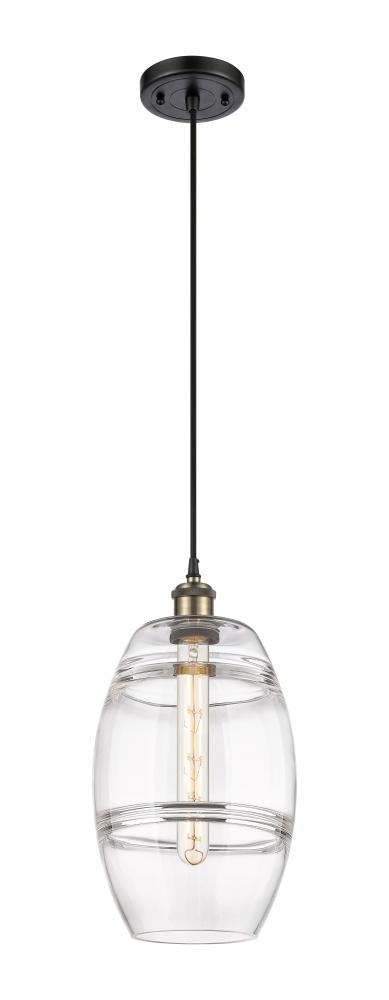 Vaz - 1 Light - 8 inch - Black Antique Brass - Cord hung - Mini Pendant