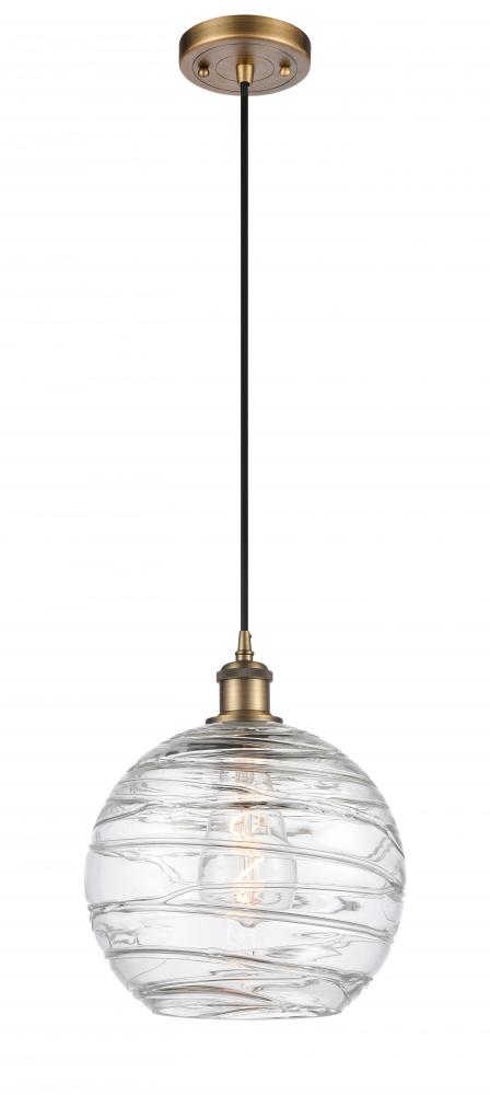 Athens Deco Swirl - 1 Light - 10 inch - Brushed Brass - Cord hung - Mini Pendant