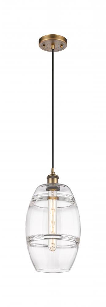 Vaz - 1 Light - 8 inch - Brushed Brass - Cord hung - Mini Pendant