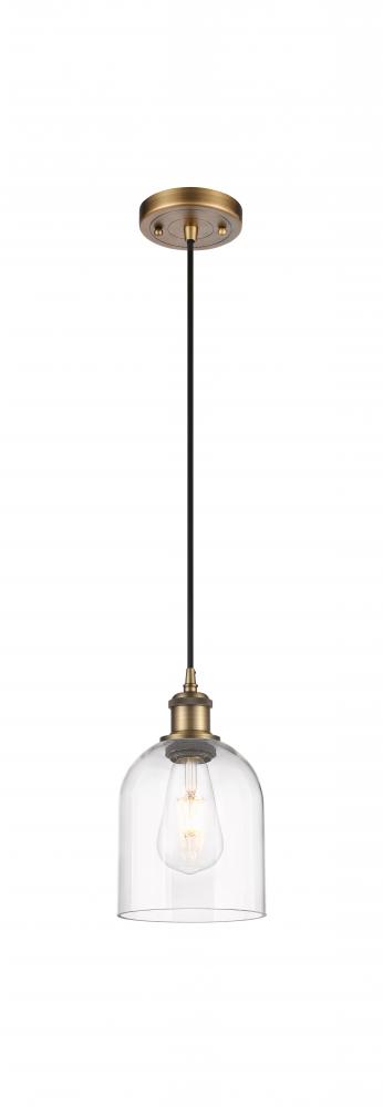 Bella - 1 Light - 6 inch - Brushed Brass - Cord hung - Mini Pendant