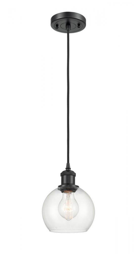 Athens - 1 Light - 6 inch - Matte Black - Cord hung - Mini Pendant