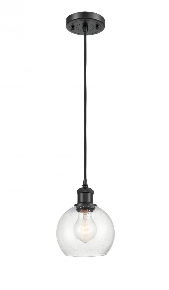 Athens - 1 Light - 6 inch - Matte Black - Cord hung - Mini Pendant