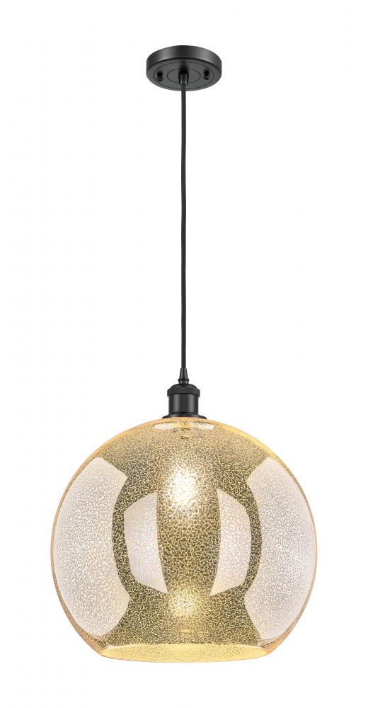 Athens - 1 Light - 14 inch - Matte Black - Cord hung - Pendant
