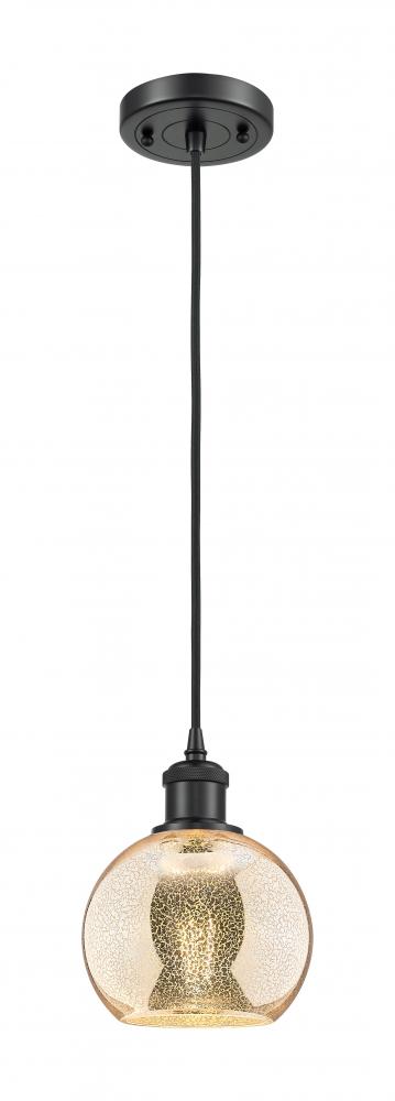 Athens - 1 Light - 6 inch - Matte Black - Cord hung - Mini Pendant