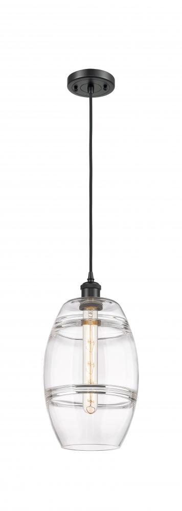 Vaz - 1 Light - 8 inch - Matte Black - Cord hung - Mini Pendant