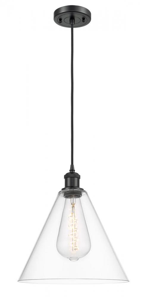 Berkshire - 1 Light - 12 inch - Matte Black - Cord hung - Mini Pendant