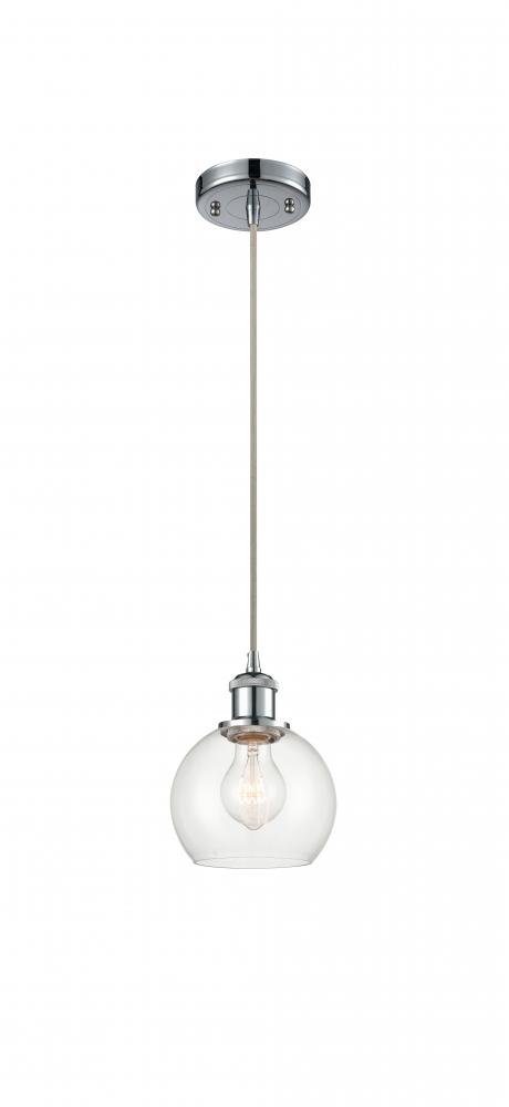 Athens - 1 Light - 6 inch - Polished Chrome - Cord hung - Mini Pendant