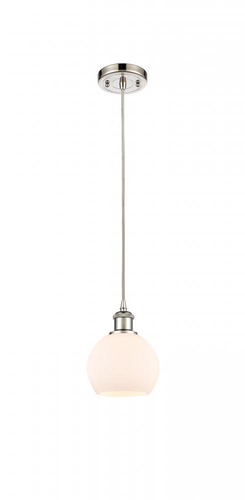 Athens - 1 Light - 6 inch - Polished Nickel - Cord hung - Mini Pendant