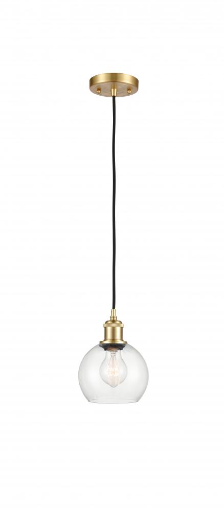 Athens - 1 Light - 6 inch - Satin Gold - Cord hung - Mini Pendant