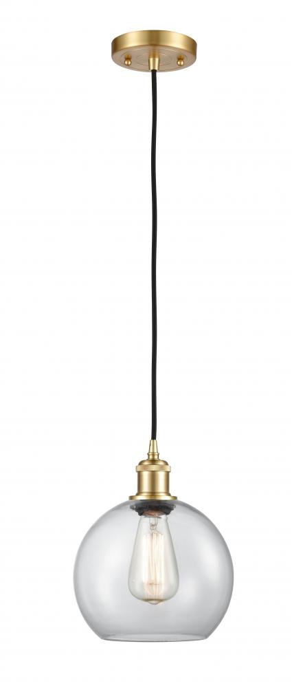 Athens - 1 Light - 8 inch - Satin Gold - Cord hung - Mini Pendant