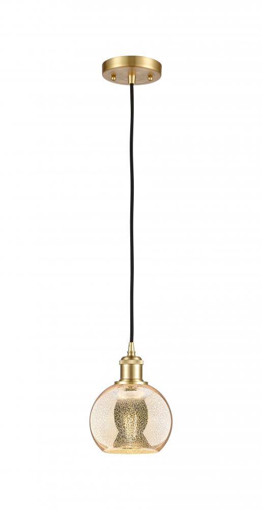 Athens - 1 Light - 6 inch - Satin Gold - Cord hung - Mini Pendant